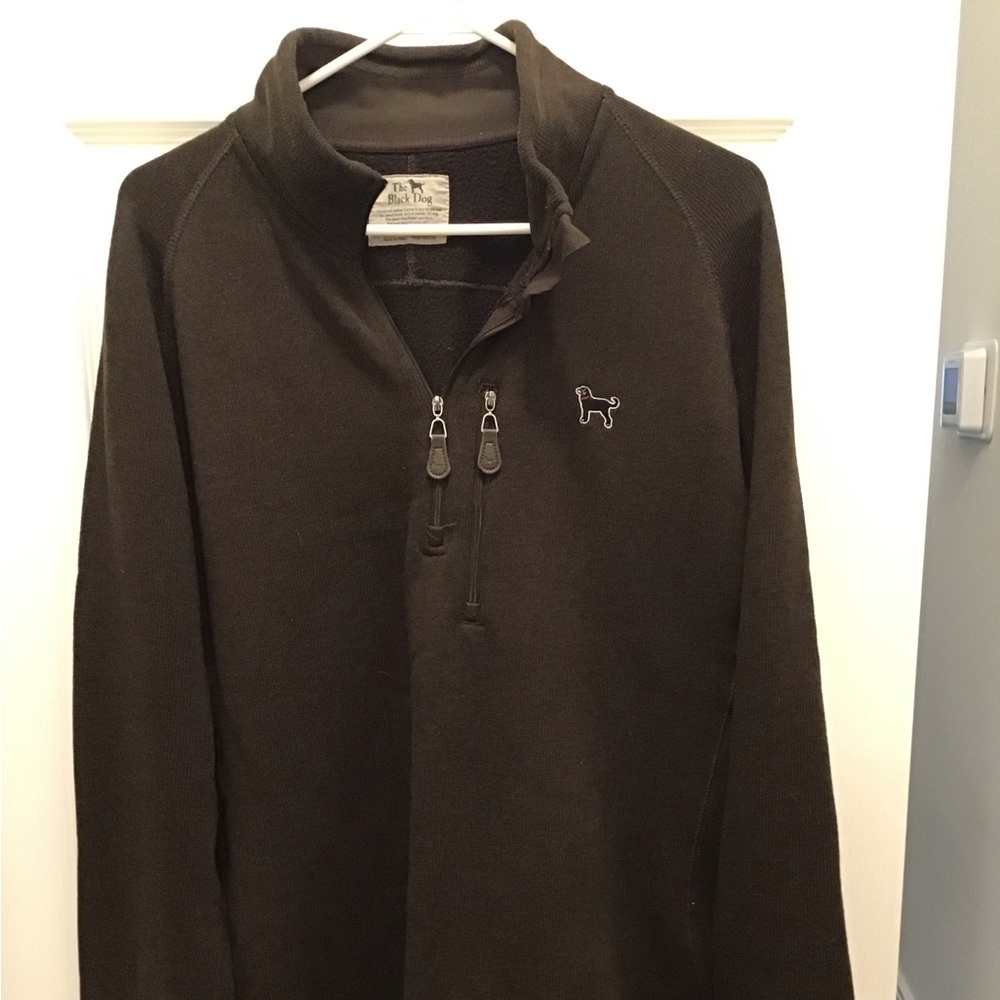 The Black Dog 1/4 Zip Brown Knit Sweater with Fleece, Size XL